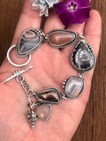 Ammonite Fossil Boho Dreams Cabochon and Seashell Fossil Sterling Silver Bracelet