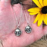 Hand Cast Mini skull face Necklace