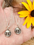 Hand Cast Mini skull face Necklace