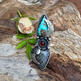Montana Agate and Turquoise and Montana agate Sterling Silver ring in a size 6.25