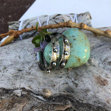 Rustic hammered & studded Sterling Silver hoop Earrings