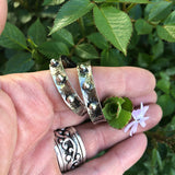 Rustic hammered & studded Sterling Silver hoop Earrings