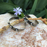 Rustic hammered & studded Sterling Silver hoop Earrings