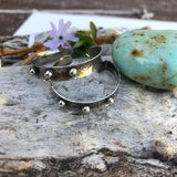 Rustic hammered & studded Sterling Silver hoop Earrings