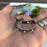 Rustic hammered & studded Sterling Silver hoop Earrings