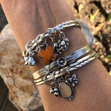 Succulents Plus sterling silver twisted double Bangle Sterling Bracelet