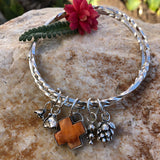 Succulents Plus sterling silver twisted double Bangle Sterling Bracelet