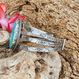 Rustic Boho Floral Kingman triple cuff in Sterling Silver bracelet