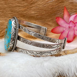 Rustic Boho Floral Kingman triple cuff in Sterling Silver bracelet