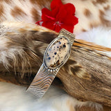 Wild Thing Montana Agate and animal print Sterling Silver Cuff Bracelet