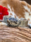 Wild Thing Montana Agate and animal print Sterling Silver Cuff Bracelet
