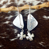 Dogwood blossom drops with Kingman Turquoise hand cast Sterling Silver Earrings