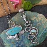 Owl Messenger Turquoise sterling silver necklace