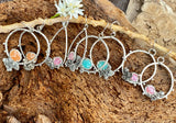 Succulents and pink saphhire hoop Earrings