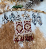 Desert Dweller Saguaro Cactus & Roadrunner hand cast Sterling Silver beaded Earrings