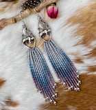 Desert Dweller “Dusk Moon” Bear & Moon hand cast Sterling Silver beaded Earrings