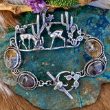 Desert Moonlight Deer Montana Agate sterling silver bracelet