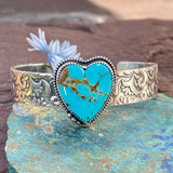 Wild Heart Floral Boho sterling silver cuff