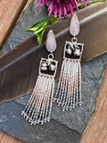 Desert Dweller “Lilac Chalcedony & Succulents” hand cast Sterling Silver beaded Earrings