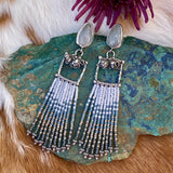 Desert Dweller “Pale Blue Succulents” hand cast Sterling Silver beaded Earrings