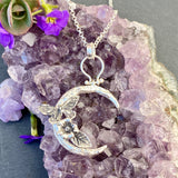 Moon Scape ~ Butterfly and flora sterling silver necklace