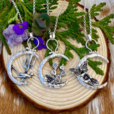 Moon Scape ~ Roadrunner and Saguaro cactus sterling silver necklace