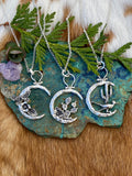 Moon Scape ~ Roadrunner and Saguaro cactus sterling silver necklace