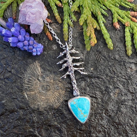 Lone Pine "#8 Sky Blue Turquoise" sterling silver necklace