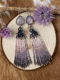 Desert Dweller “Lilac Chalcedony & Succulents” hand cast Sterling Silver beaded Earrings