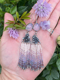 Desert Dweller “Lilac Chalcedony & Succulents” hand cast Sterling Silver beaded Earrings