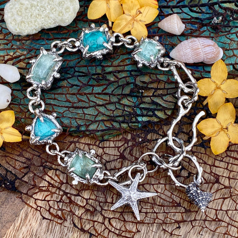 Poseidon Sea Gem II hand cast sterling silver bracelet