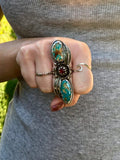 Turquoise flower Sterling Silver ring in a size 7 US