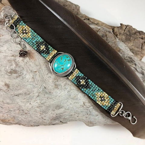 Rustic Southwest seed bead and Turquoise Bracelet