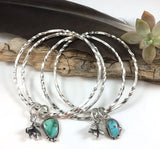 Rustic Wigwam Royston Turquoise SUCCULENT Stacker Bangle Sterling Silver Bangle Bracelet