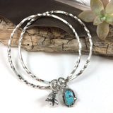 Rustic Wigwam Royston Turquoise SUCCULENT Stacker Bangle Sterling Silver Bangle Bracelet