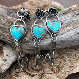 Made to order You have my Heart Turquoise and succulent hand stamped chain sterling silver bracelet