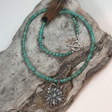 kingman turquoise and wildflower Blossom hand cast Necklace