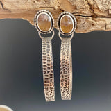 Snakeskin and Montana Agate Hoops Sterling Silver Earrings
