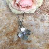 Hydrangea Blossom and Opal Hand Cast Necklace