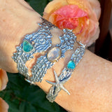 Reef and rose cut Apatite sterling bracelet