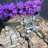 Bee and Honeycomb Bangle Sterling Silver Bangle Bracelet