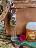 Wolf & Moon snakeskin print & Turquoise Elixir Hand sanitizer "PROTECTOR" Glass bottle
