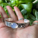 Lavender quartz succulent garden sterling silver cuff
