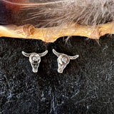 Mini Steer Stud hand cast Sterling Silver Earrings