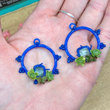 Succulents and aqua blue Tourmaline hoop Earrings