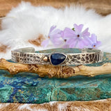 Deep blue Sapphire and golden Garnet and gold snakeskin cuffs