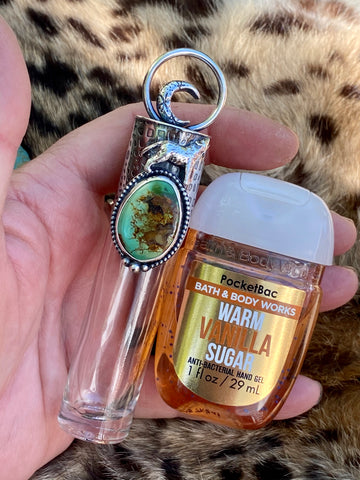 Wolf & Moon snakeskin print & Turquoise Elixir Hand sanitizer "PROTECTOR" Glass bottle