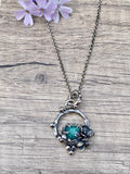 Succulents and Apetite rose cut sterling silver necklace