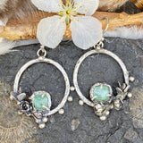 Succulents and pale green Tourmaline hoop Earrings