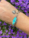Sky blue oval Kingman and hand cast chain bracelet